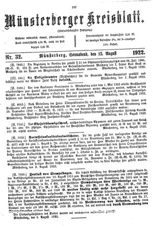 Münsterberger Kreisblatt vom 12.08.1922