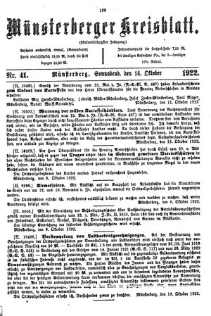 Münsterberger Kreisblatt vom 14.10.1922