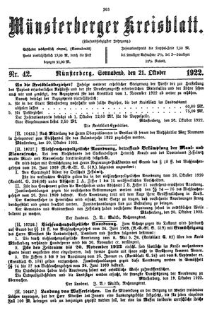 Münsterberger Kreisblatt vom 21.10.1922