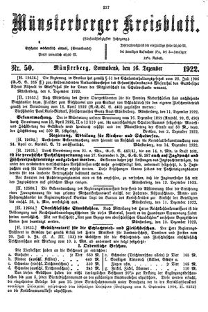Münsterberger Kreisblatt vom 16.12.1922