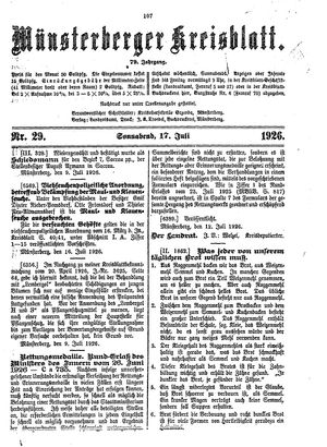 Münsterberger Kreisblatt vom 17.07.1926
