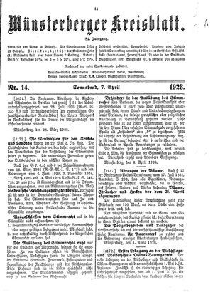 Münsterberger Kreisblatt on Apr 7, 1928