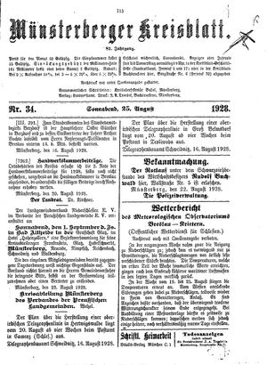 Münsterberger Kreisblatt vom 25.08.1928
