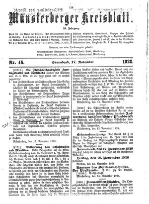 Münsterberger Kreisblatt on Nov 17, 1928