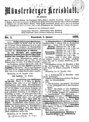 Münsterberger Kreisblatt vom 05.01.1929