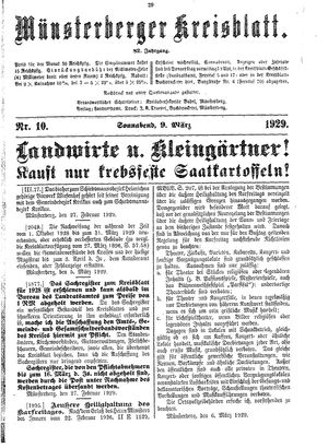 Münsterberger Kreisblatt vom 09.03.1929