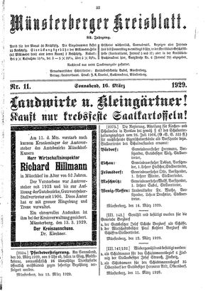 Münsterberger Kreisblatt vom 16.03.1929