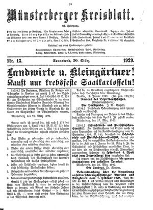 Münsterberger Kreisblatt vom 30.03.1929