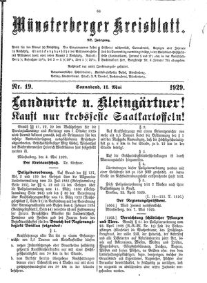 Münsterberger Kreisblatt vom 11.05.1929