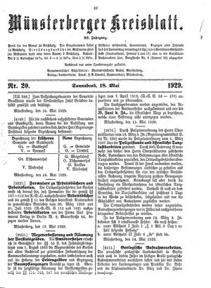 Münsterberger Kreisblatt on May 18, 1929