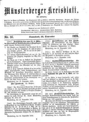Münsterberger Kreisblatt on Sep 14, 1929