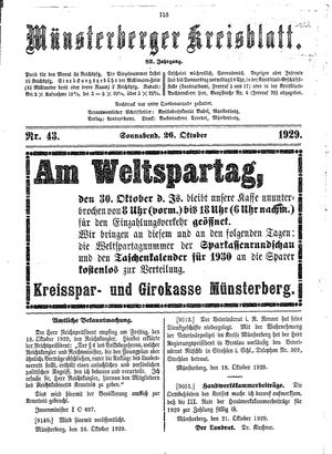 Münsterberger Kreisblatt vom 26.10.1929