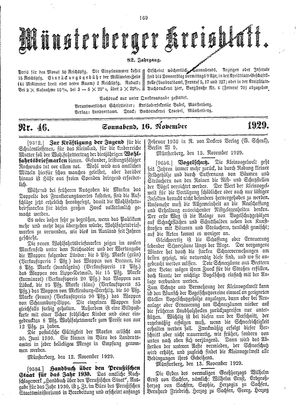 Münsterberger Kreisblatt vom 16.11.1929