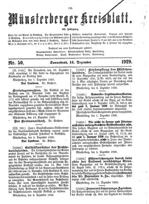 Münsterberger Kreisblatt vom 14.12.1929