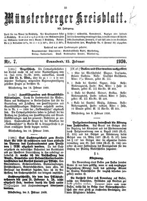 Münsterberger Kreisblatt vom 15.02.1930