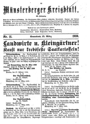 Münsterberger Kreisblatt vom 15.03.1930