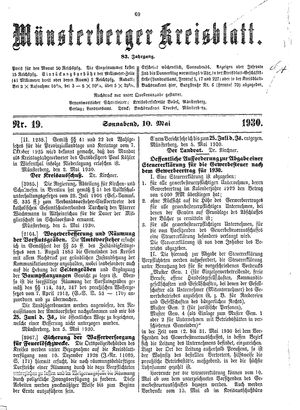 Münsterberger Kreisblatt vom 10.05.1930