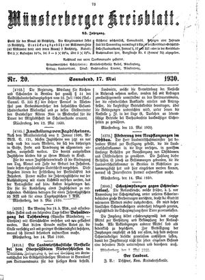 Münsterberger Kreisblatt vom 17.05.1930