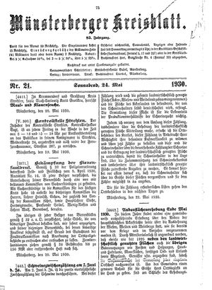 Münsterberger Kreisblatt on May 24, 1930