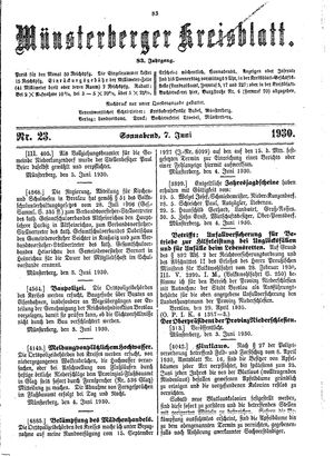 Münsterberger Kreisblatt vom 07.06.1930