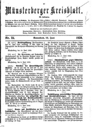Münsterberger Kreisblatt vom 14.06.1930