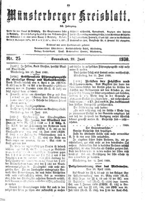 Münsterberger Kreisblatt vom 21.06.1930