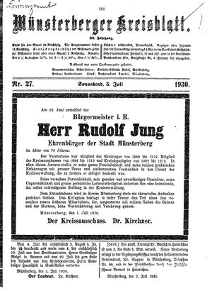 Münsterberger Kreisblatt vom 05.07.1930