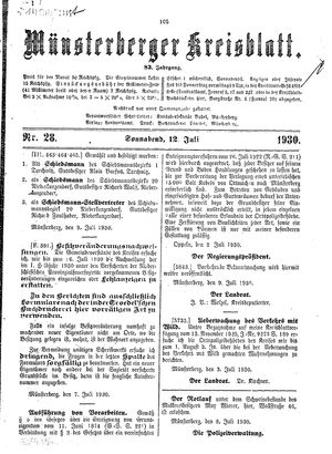 Münsterberger Kreisblatt vom 12.07.1930