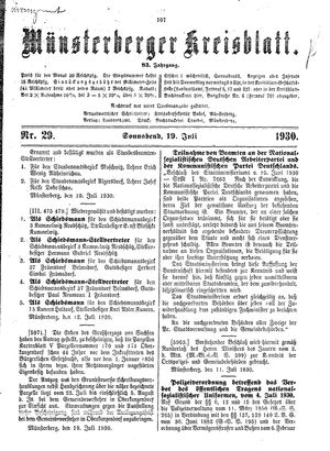 Münsterberger Kreisblatt vom 19.07.1930