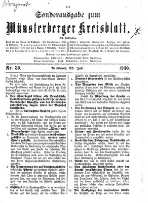 Münsterberger Kreisblatt vom 23.07.1930