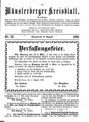 Münsterberger Kreisblatt vom 09.08.1930