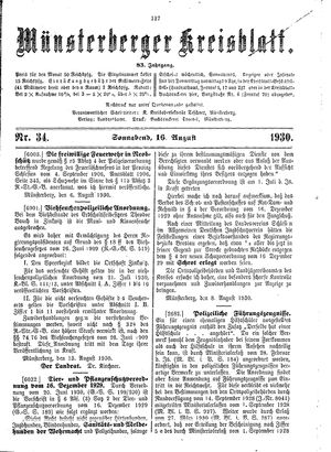 Münsterberger Kreisblatt vom 16.08.1930