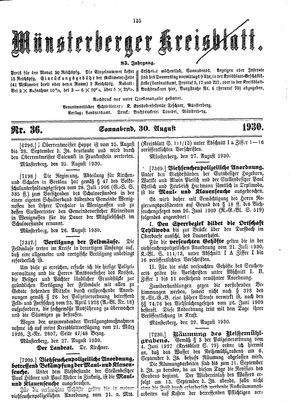 Münsterberger Kreisblatt vom 30.08.1930