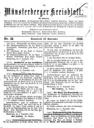 Münsterberger Kreisblatt vom 13.09.1930