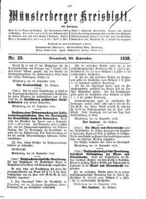 Münsterberger Kreisblatt vom 20.09.1930