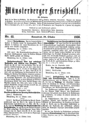 Münsterberger Kreisblatt vom 18.10.1930