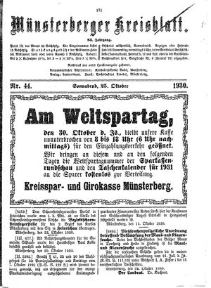 Münsterberger Kreisblatt vom 25.10.1930