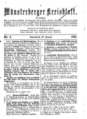 Münsterberger Kreisblatt vom 17.01.1931