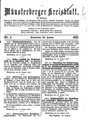 Münsterberger Kreisblatt on Jan 24, 1931