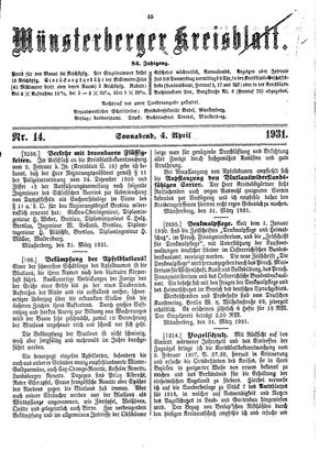 Münsterberger Kreisblatt vom 04.04.1931