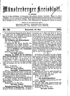 Münsterberger Kreisblatt on May 16, 1931