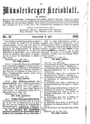 Münsterberger Kreisblatt on Jul 4, 1931