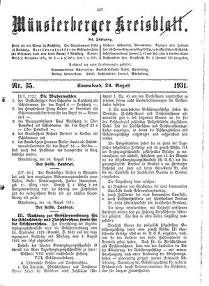Münsterberger Kreisblatt vom 29.08.1931