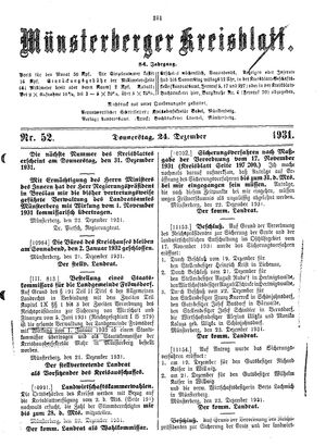 Münsterberger Kreisblatt on Dec 24, 1931