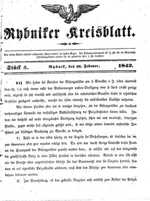 Rybniker Kreisblatt on Feb 26, 1842