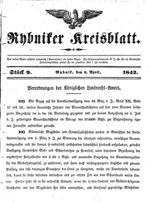 Rybniker Kreisblatt vom 02.04.1842