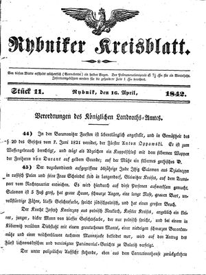 Rybniker Kreisblatt on Apr 16, 1842