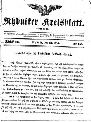 Rybniker Kreisblatt vom 21.05.1842
