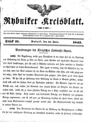 Rybniker Kreisblatt vom 25.06.1842