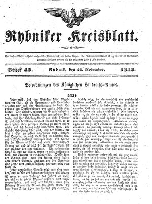 Rybniker Kreisblatt vom 26.11.1842